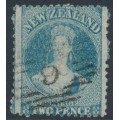 NEW ZEALAND - 1865 2d greenish blue QV Chalon, perf. 12½, star watermark, used – SG # 115