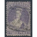 NEW ZEALAND - 1867 3d lilac QV Chalon, perf. 12½, star watermark, used – SG # 117