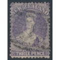 NEW ZEALAND - 1867 3d lilac QV Chalon, perf. 12½, star watermark, used – SG # 117