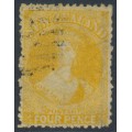 NEW ZEALAND - 1866 4d yellow QV Chalon, perf. 12½, star watermark, used – SG # 120