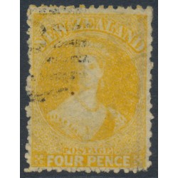 NEW ZEALAND - 1866 4d yellow QV Chalon, perf. 12½, star watermark, used – SG # 120