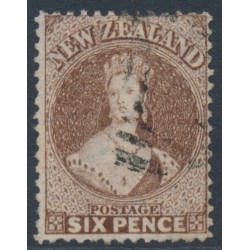 NEW ZEALAND - 1867 6d brown QV Chalon, perf. 12½, star watermark, used – SG # 122a