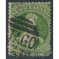 NEW ZEALAND - 1864 1/- green QV Chalon, perf. 12½, star watermark, used – SG # 124