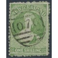 NEW ZEALAND - 1864 1/- green QV Chalon, perf. 12½, star watermark, used – SG # 124