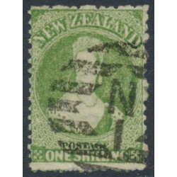 NEW ZEALAND - 1864 1/- yellow-green QV Chalon, perf. 12½, star watermark, used – SG # 125