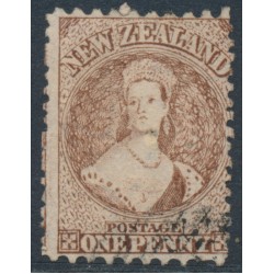 NEW ZEALAND - 1871 1d reddish brown QV Chalon, perf. 10:12½, star watermark, used – SG # 128