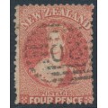 NEW ZEALAND - 1865 4d deep rose QV Chalon, perf. 12½, star watermark, used – SG # 119