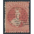 NEW ZEALAND - 1865 4d deep rose QV Chalon, perf. 12½, star watermark, used – SG # 119