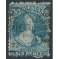 NEW ZEALAND - 1872 6d blue QV Chalon, perf. 12½, star watermark, used – SG # 135