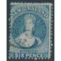 NEW ZEALAND - 1872 6d blue QV Chalon, perf. 12½, star watermark, used – SG # 135