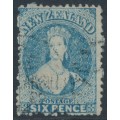 NEW ZEALAND - 1872 6d blue QV Chalon, perf. 12½, star watermark, used – SG # 135