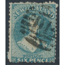 NEW ZEALAND - 1872 6d greenish blue QV Chalon, perf. 12½, star watermark, used – SG # 135