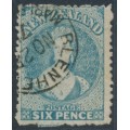 NEW ZEALAND - 1872 6d pale blue QV Chalon, perf. 12½, star watermark, used – SG # 136