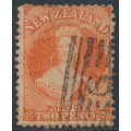 NEW ZEALAND - 1873 2d vermilion QV Chalon, NZ watermark, used – SG # 141