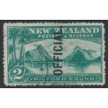 NEW ZEALAND - 1907 2/- blue-green Milford Sound, o/p OFFICIAL, used – SG # O66