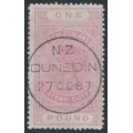 NEW ZEALAND - 1886 £1 pink QV Stamp Duty, perf. 12½:12½, NZ star watermark (6mm), used – SG # F33 