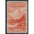 NEW ZEALAND - 1898 5/- vermilion Mt. Cook, no watermark, perf. 15:15, MNG – SG # 259