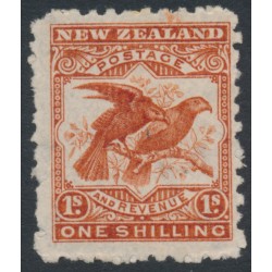 NEW ZEALAND - 1902 1/- brown-red Kea & Kaka, NZ star watermark, perf. 11:11, MH – SG # 315