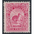 NEW ZEALAND - 1908 6d carmine-pink Kiwi, perf. 14:15, single watermark, MNH – SG # 384