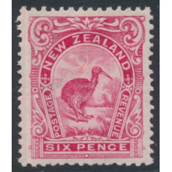 NEW ZEALAND - 1908 6d carmine-pink Kiwi, perf. 14:15, single watermark, MNH – SG # 384
