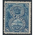 NEW ZEALAND - 1898 8d indigo Maori War Canoe, perf. 15, no watermark, MH – SG # 255