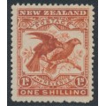 NEW ZEALAND - 1898 1/- vermilion Kea & Kaka, perf. 15, no watermark, MH – SG # 257