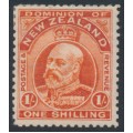 NEW ZEALAND - 1910 1/- vermilion KEVII, perf. 14:14½, MH – SG # 394