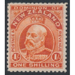 NEW ZEALAND - 1910 1/- vermilion KEVII, perf. 14:14½, MH – SG # 394
