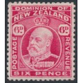 NEW ZEALAND - 1909 6d carmine KEVII, perf. 14:14, MH – SG # 398