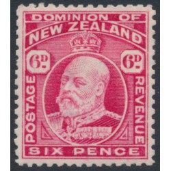 NEW ZEALAND - 1909 6d carmine KEVII, perf. 14:14, MH – SG # 398