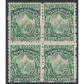 NEW ZEALAND - 1901 ½d green Mt. Cook, perf. 14:11, block of 4, MNG – SG # 281