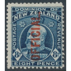 NEW ZEALAND - 1916 8d indigo-blue KEVII, o/p OFFICIAL, MH – SG # O76