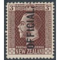 NEW ZEALAND - 1919 3d chocolate KGV, overprinted OFFICIAL, MH – SG # O93