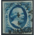 NETHERLANDS - 1852 5c deep blue King Willem III imperforate, plate III, used – NVPH # 1i