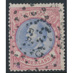 NETHERLANDS - 1872 2G50c red/ultramarine King Willem III, used – NVPH # 29