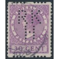 NETHERLANDS - 1925 30c purple Queen, no watermark, coil perf. two sides, used – NVPH # R15