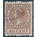 NETHERLANDS - 1925 40c brown Queen, no watermark, coil perf. two sides, used – NVPH # R16