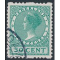 NETHERLANDS - 1925 50c blue-green Queen, no watermark, coil perf. two sides, used – NVPH # R17