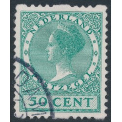 NETHERLANDS - 1925 50c blue-green Queen, no watermark, coil perf. two sides, used – NVPH # R17