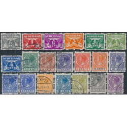 NETHERLANDS - 1928 ½c to 30c coil perf. (minus 12½c rose) short set of 20, used – NVPH # R33-R45 + R47-R53