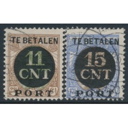 NETHERLANDS - 1924 11CNT & 15CNT Parcel Stamp o/p set of 2, used – NVPH # PV1A + PV2A