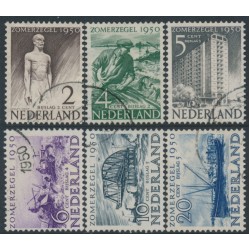 NETHERLANDS - 1950 Summer Stamps (Rebuilding) set of 6, used – NVPH # 550-555
