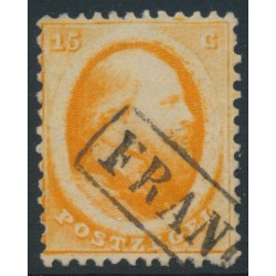 NETHERLANDS - 1864 15c orange King Willem III (Utrecht printing), used – NVPH # 6A