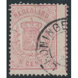 NETHERLANDS - 1869 1½c rose Coat of Arms, perf. 13¼:13¼ (large holes), used – NVPH # 16D