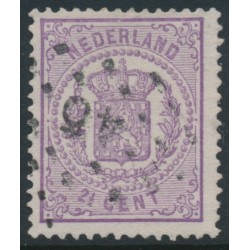 NETHERLANDS - 1870 2½c violet Coat of Arms, perf. 13¼:13¼ (large holes), used – NVPH # 18D
