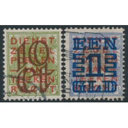 NETHERLANDS - 1923 10c & 1G overprints on Queen Wilhelmina Officials set of 2, used – NVPH # 132C+133C