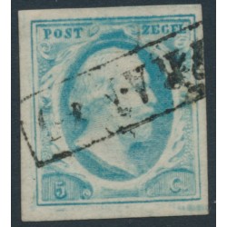 NETHERLANDS - 1852 5c pale blue King Willem III, imperforate, plate VI, used – NVPH # 1q