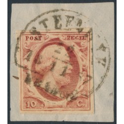NETHERLANDS - 1852 10c pale red King Willem III, imperforate, plate III, used – NVPH # 2g