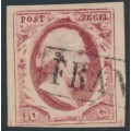 NETHERLANDS - 1852 10c dull red King Willem III, imperforate, plate VII, used – NVPH # 2m