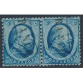 NETHERLANDS - 1864 5c blue King Willem III (Haarlem printing), pair, used – NVPH # 4BII